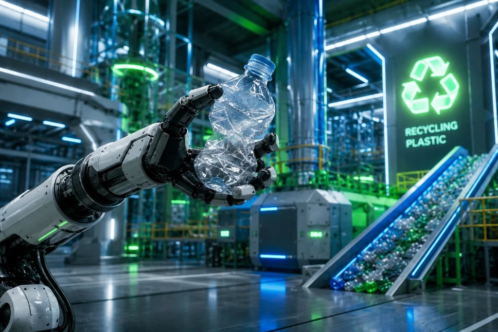Robotic plastic recycling facility